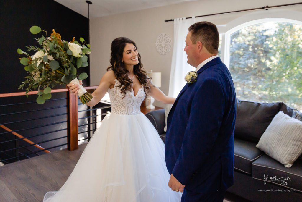 First look with bride's dad-Long Island Wedding Photographer-Yun Li Photography