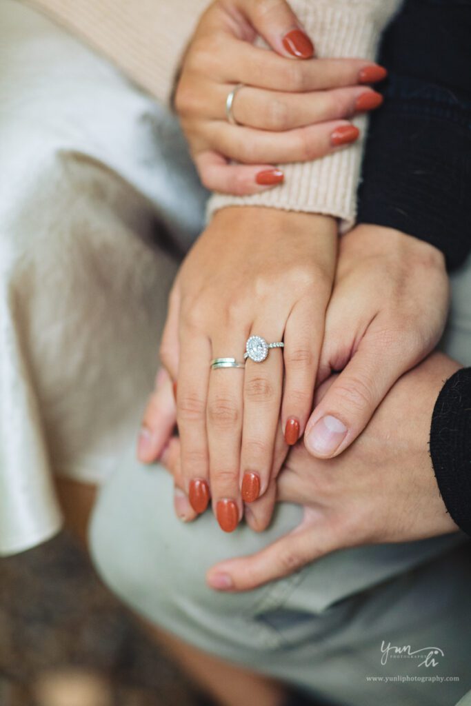 Surprise proposal engagement picture at John P. Humes Japanese Stroll Garden - Long island wedding photographer