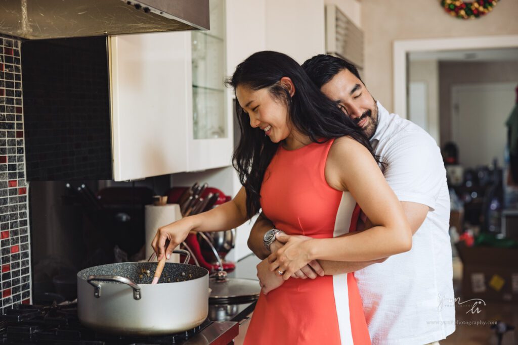 At Home Lifestyle Engagement Picture - Long Island Wedding Photographer - Yun Li Photography