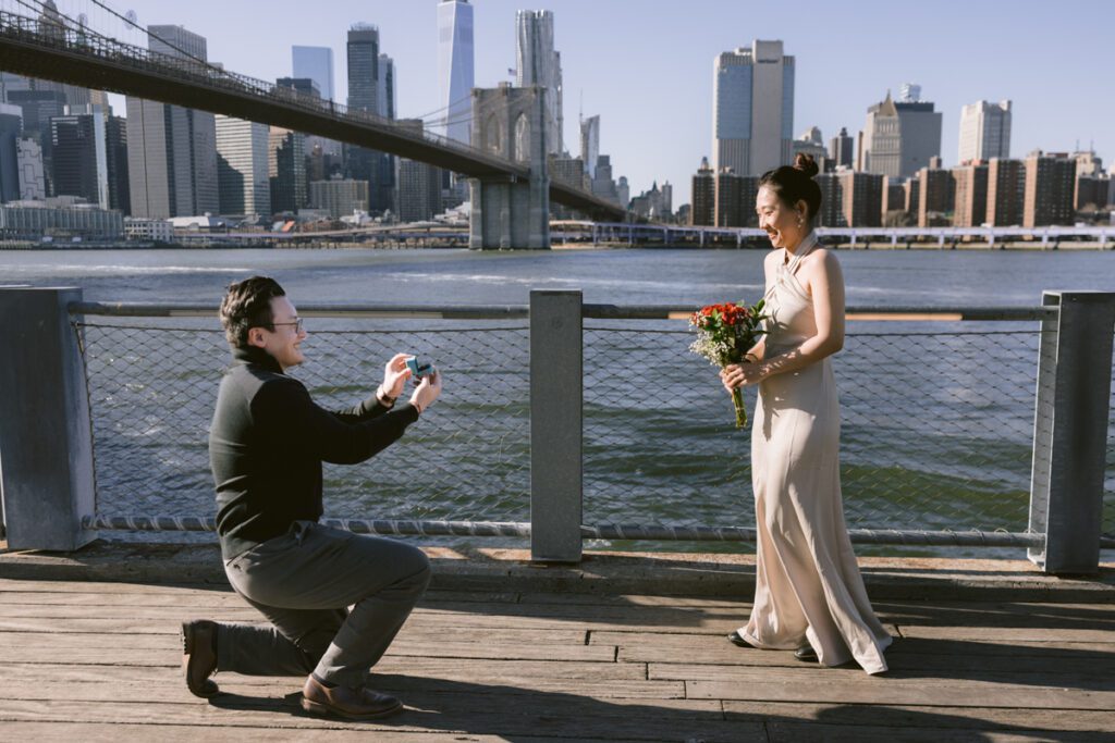 Surprise Marriage Proposal/Engagement in Dumbo, Brooklyn, New York - Long Island Wedding Photographer