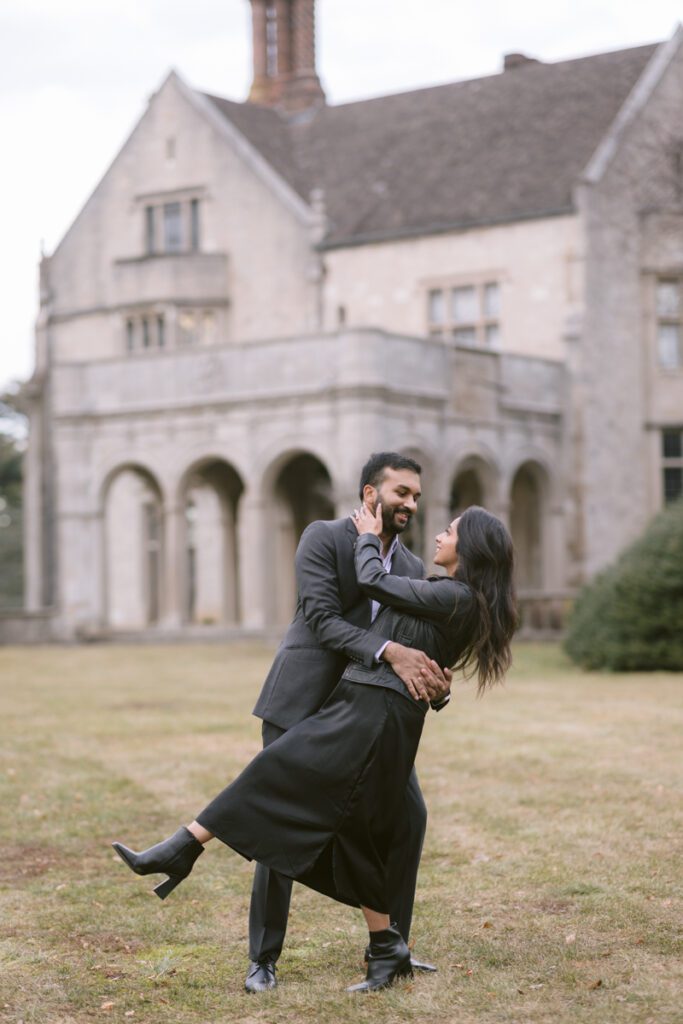 Surprise proposal/Engagement picture at Planting Fields - Long Island Wedding Photographer