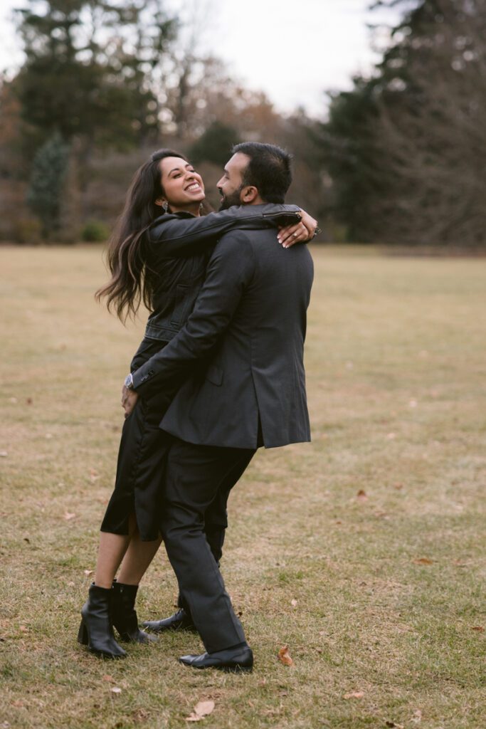 Surprise proposal/Engagement picture at Planting Fields - Long Island Wedding Photographer