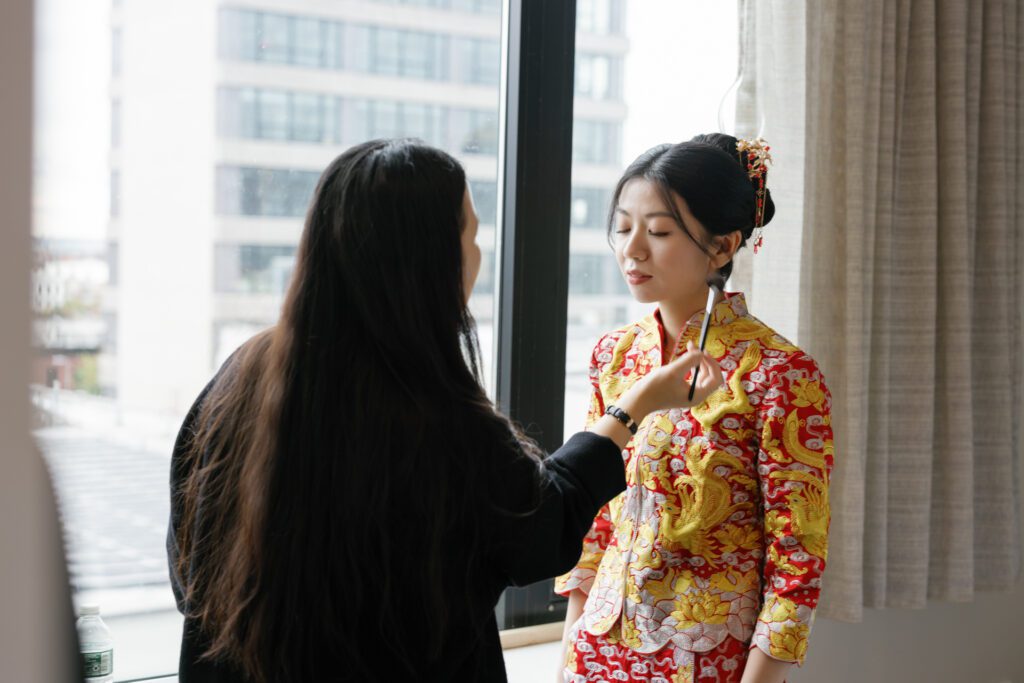 Bride in traditional Chinese wedding dress - New York Wedding Photographer