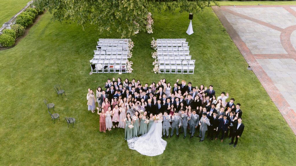 Wedding at NYIT de Seversky Mansion - Long Island Wedding Photographer - Wedding Drone Shot