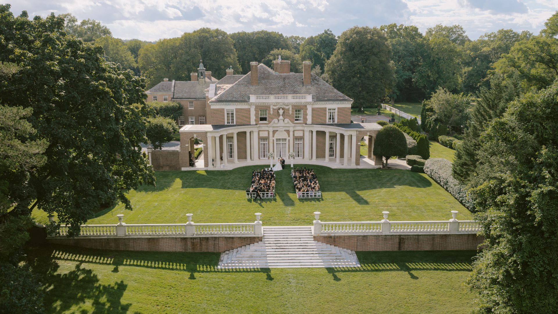 Wedding at NYIT de Seversky Mansion - Yun Li Photography - Drone Wedding Photo